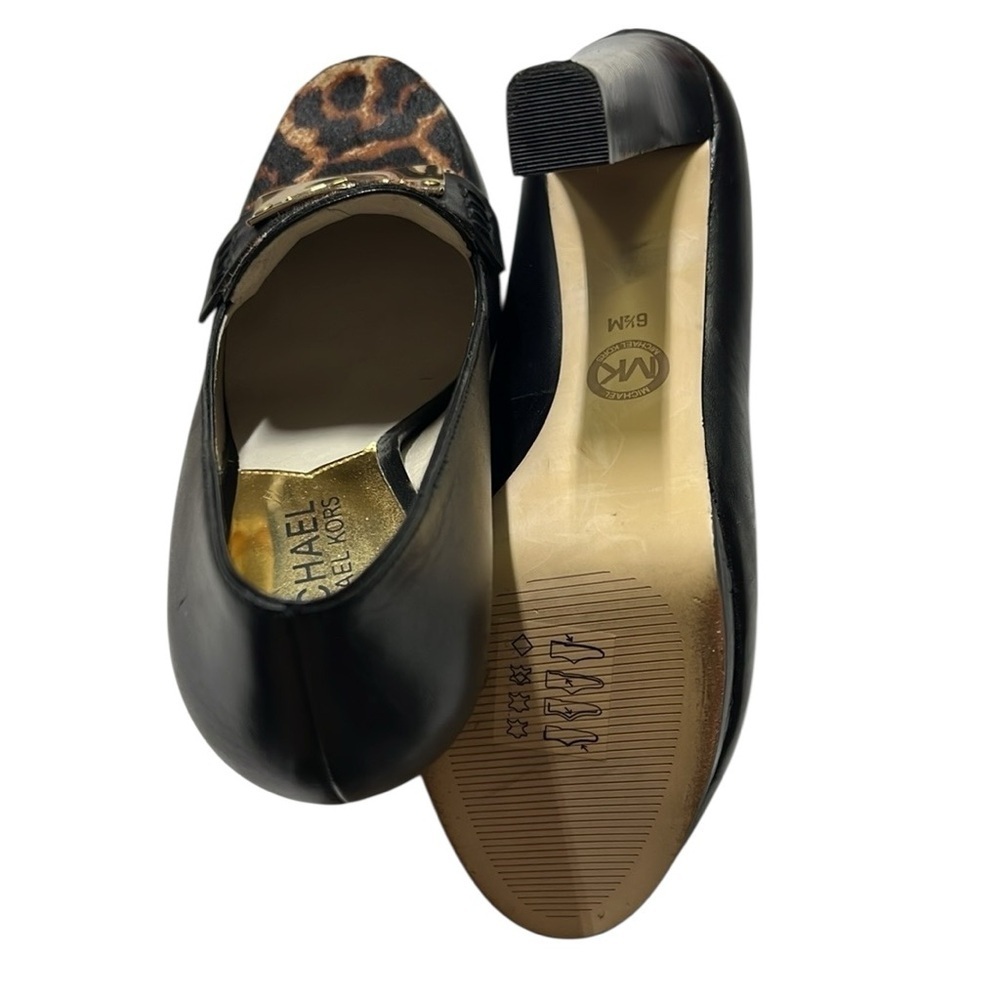 Michael Kors Calf Hair Leopard Print Black Heels - image 6